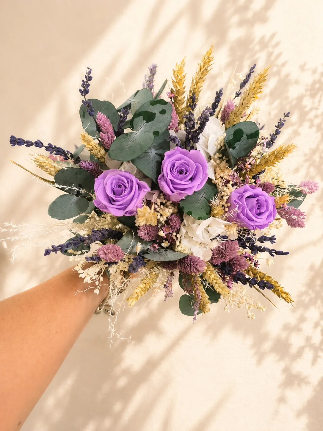 Ramo de novia en tonos lavanda